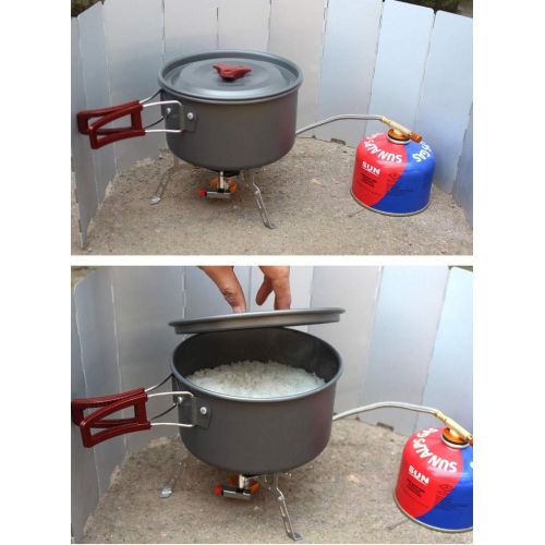  Camping Cooking Set Camping Cookware, Nonstick & Lightweight Cookware Set Outdoor Camping Pans for 6-8People, Portable BBQ Picnic Cook Set