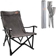 CAMPINGMOON Foldable Cotton Canvas Campfire Bonfire Open Fire Pits Camping Chair Low Style Chair Gray F-1003C-H