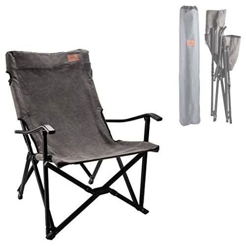  CAMPINGMOON Foldable Cotton Canvas Campfire Bonfire Open Fire Pits Camping Chair Low Style Chair Gray F-1003C-H