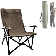 CAMPINGMOON Foldable Cotton Canvas Campfire Bonfire Open Fire Pits Camping Chair Low Style Chair Khaki F-1003C-K