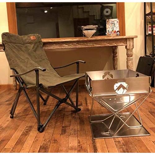  CAMPINGMOON Foldable Cotton Canvas Campfire Bonfire Open Fire Pits Camping Chair Low Style Chair Khaki F-1003C-K