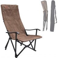 CAMPINGMOON Foldable Cotton Canvas Camping Chair Campfire High Back Low Style Relaxing Chair Coyote Brown F-1002C-CF