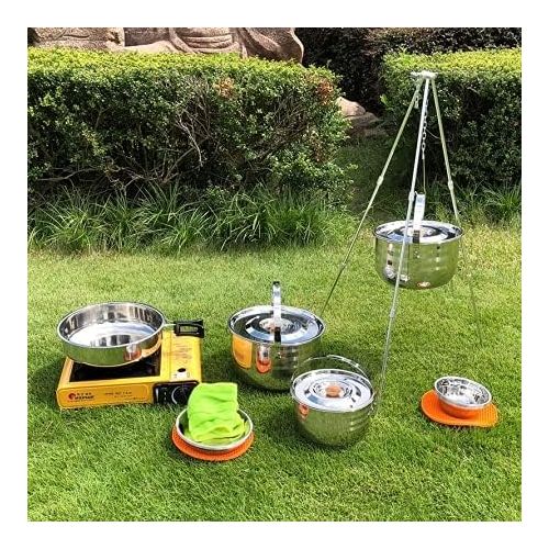  CAMPINGMOON Stainless Steel Outdoor Camping Nesting Mess Kit Cookware Set Pots Pans with Storage Carrying Bag