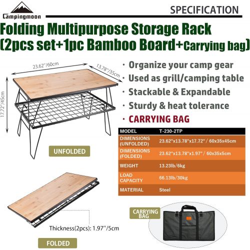  CAMPINGMOON Foldable Multipurpose Stacking Storage Rack, Steel Plating Black