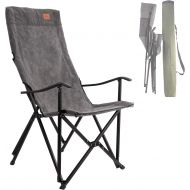 CAMPINGMOON Foldable Cotton Canvas Camping Chair for Campfire High Back Chair Gray F-1001C-H