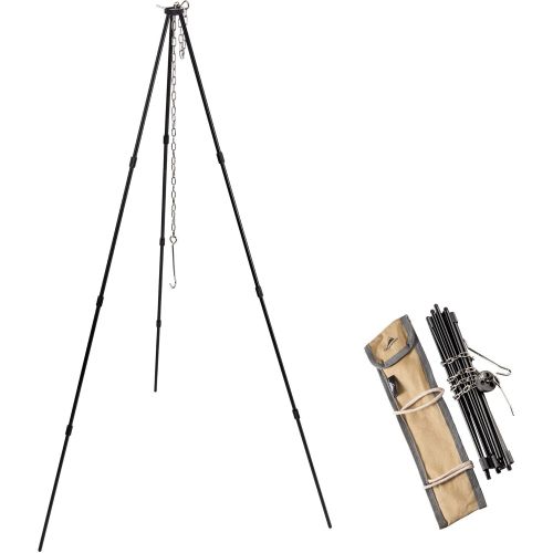  CAMPINGMOON 41.34-inch Height Portable Campfire Camping Tripod Black with Carrying Bag MS-105-BK