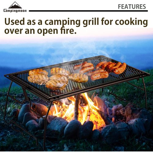  CAMPINGMOON Steel Foldable Campfire Grill Stackable Storage Rack Camping Grill T-238-1T