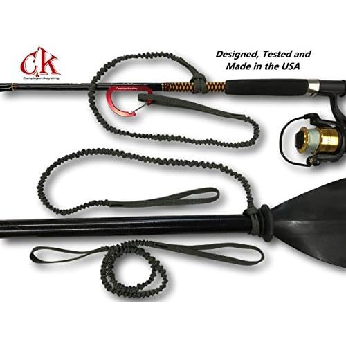  [아마존베스트]Campingandkayaking Made in The USA! NO Hook & Loop to Fail! Paddle Leash with a 2 Rod Leash Set, 3 Black Leashes Total Plus 1 Carabiner.