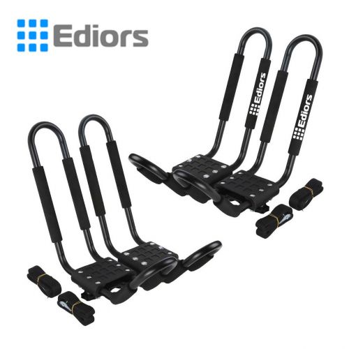  FOXCID Ediors 2 Pairs Universal J-bar Shape Steel Kayak Canoe Paddle Surf Snow Board Carrier Roof Rack Car Top Mount