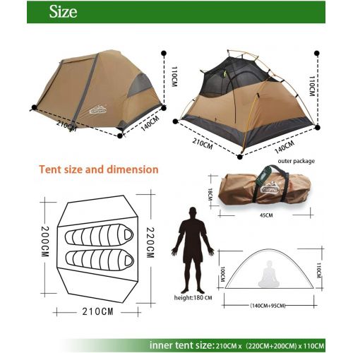  CAMPPAL Professional 1-2 Person 4 Season Mountain Tent, Lightweight Backpacking Tent, Strong Durable Waterproof Windproof Snowproof Outdoor Hunting Hiking Camping Tent (MT068)