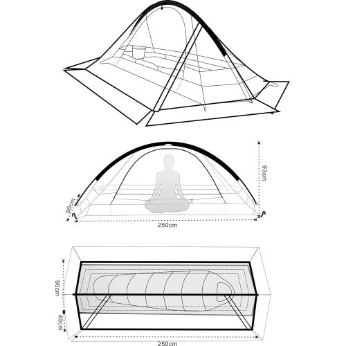  camppal 1 Person Tent Backpacking Camping Hiking Mountain Hunting Tent Lightweight and Waterproof for 4 Season Extreme Space Saving Single Bracket