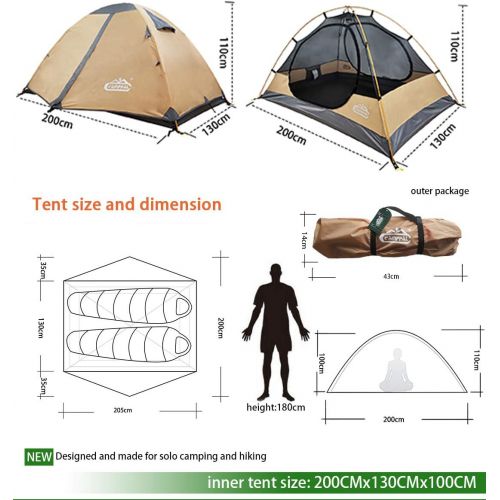  camppal Professional 1-2 Person 4 Season Expand Luggage Storage Space Mountain Tent, Lightweight Backpacking Tents, Durable Waterproof Windproof Hunting Hiking Camping Tent