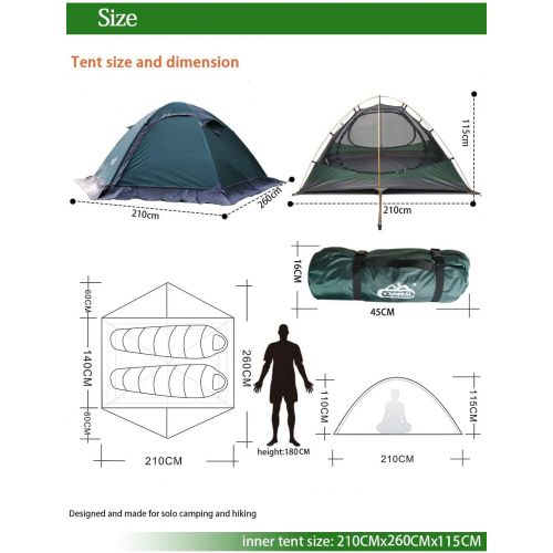  CAMPPAL Professional 1-2 Person 4 Season Mountain Tent, Lightweight Backpacking Tent, Strong Durable Waterproof Windproof Snowproof Outdoor Hunting Hiking Camping Tent (MT057)