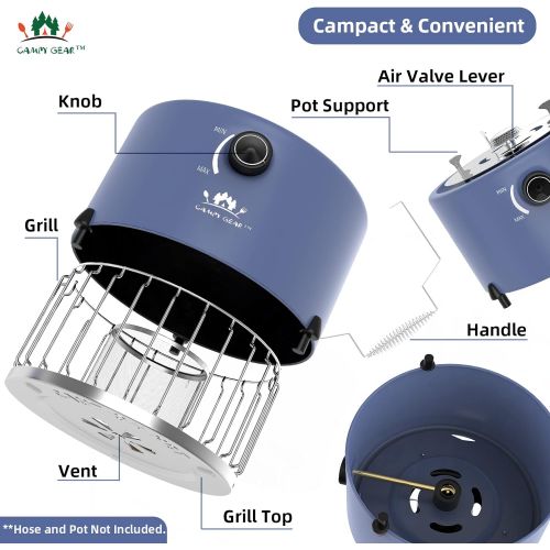  Campy Gear Chubby 2 in 1 Portable Propane Heater & Stove, Outdoor Camping Gas Stove Camp Tent Heater for Ice Fishing Backpacking Hiking Hunting Survival Emergency (Navy Blue)