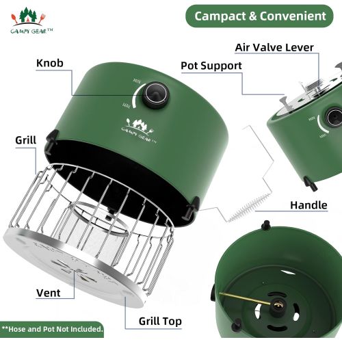  Campy Gear Chubby 2 in 1 Portable Propane Heater & Stove, Outdoor Camping Gas Stove Camp Garage Tent Heater for Ice Fishing Backpacking Hiking Hunting Survival Emergency (Green, CG