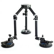 CAMTREE G-51 Professional Gripper Campod Car Mount Stabilizer - Black Triple Vacuum Suction Cup for DSLR Video Camera up to 20kg/44lbs Free Safety Cable & Protective Bag