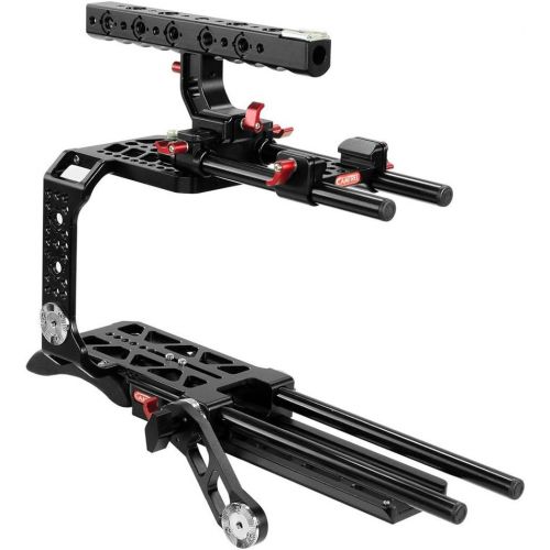  [아마존베스트]CAMTREE Blackmagic Ursa Mini CNC Camera Cage Tripod mounting Dovetail Plate, Comfortable Shoulder pad with Rail Rods, Rosette ARM for Smooth Video Shooting (CH-BMUM-C)