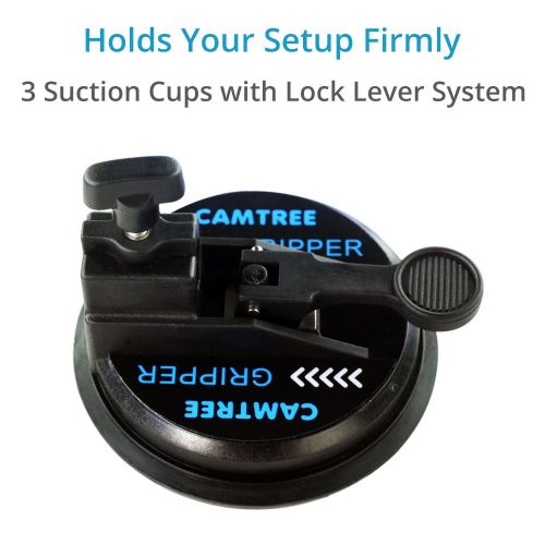  Camtree CAMTREE G-51 Professional Gripper Campod Car Mount Stabilizer - Black Triple Vacuum Suction Cup for DSLR Video Camera up to 4kg9lbs | FREE Safety Cable & Protective Bag
