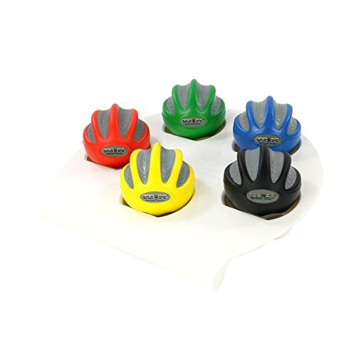  CanDo Digi-Squeeze Hand Exerciser, Medium, Set of 5 Pieces (Yellow, Red, Green, Blue, Black), with Rack