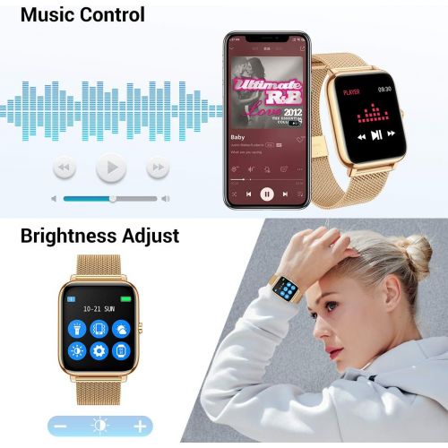  [아마존베스트]CanMixs Smart Watch, Fitness Bracelet Tracker 1.4 Full Touch Screen Fitness Watch IP67 Waterproof Wrist Watch Sports Watch Smart Watch with Heart Rate Monitor Pedometer Music Contr