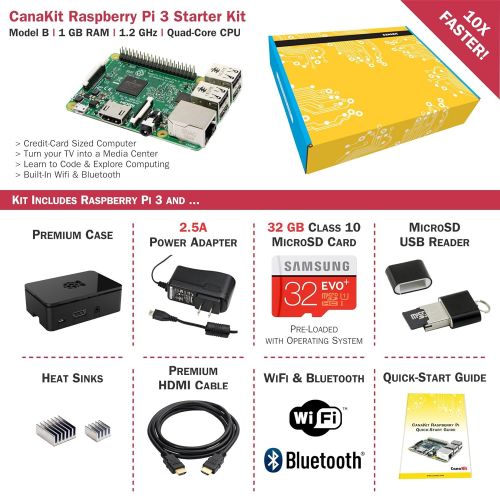  CanaKit Raspberry Pi 3 Complete Starter Kit - Includes 32 GB Samsung EVO+