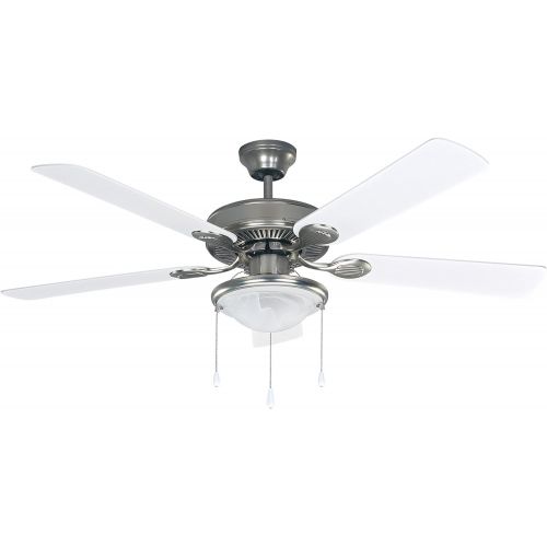  Canarm LTD Kincade BPT 52 Alabaster 2 Bulb Light Kit, 52-Inch Ceiling Fan with 5 Blades, WhiteBleach Oak