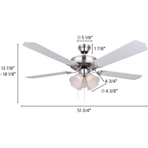  Canarm LTD St. James BPT 52 Alabaster Glass 4 Bulb Light Kit, 52-Inch Ceiling Fan with 5 Blades, WhiteBleached Oak Blades