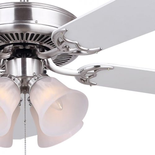  Canarm LTD St. James BPT 52 Alabaster Glass 4 Bulb Light Kit, 52-Inch Ceiling Fan with 5 Blades, WhiteBleached Oak Blades