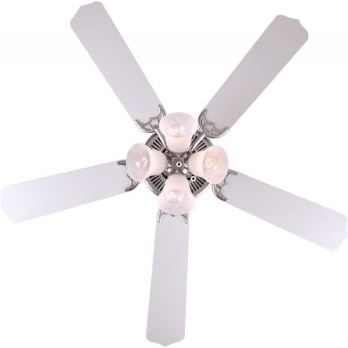  Canarm LTD St. James BPT 52 Alabaster Glass 4 Bulb Light Kit, 52-Inch Ceiling Fan with 5 Blades, WhiteBleached Oak Blades