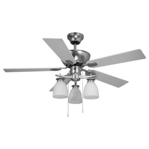  Canarm CF42NEW5BPT New Yorker Dual Mount 42-Inch Ceiling Fan with Flat Opal Light Kit and 5 Reversible Blades, Brushed Pewter