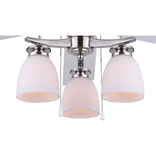  Canarm CF42NEW5BPT New Yorker Dual Mount 42-Inch Ceiling Fan with Flat Opal Light Kit and 5 Reversible Blades, Brushed Pewter