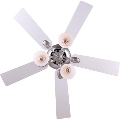  Canarm CF42NEW5BPT New Yorker Dual Mount 42-Inch Ceiling Fan with Flat Opal Light Kit and 5 Reversible Blades, Brushed Pewter