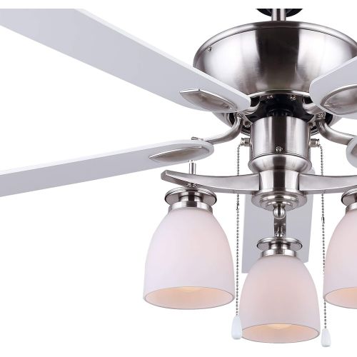  Canarm CF42NEW5BPT New Yorker Dual Mount 42-Inch Ceiling Fan with Flat Opal Light Kit and 5 Reversible Blades, Brushed Pewter