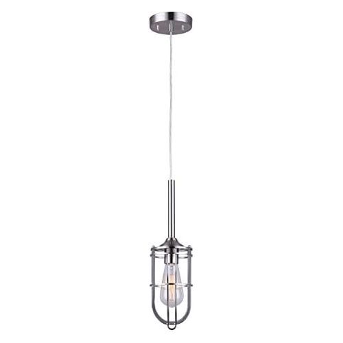  Canarm CANARM IPL570A01BN Indus 1 Light Cord Pendant with Vintage Light Golden Bulb, Brushed Nickel