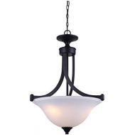 Canarm Ich587A03Ra17 Rue 3 Bulb Chain Chandelier Rubbed Antique Bronze With Flat Opal Glass, 24 x 17 x 24