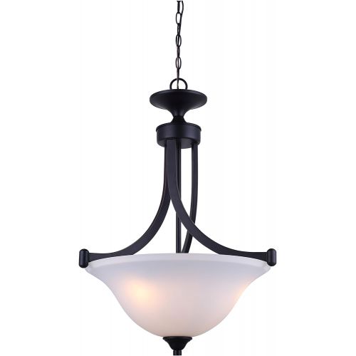  Canarm Ich587A03Ra17 Rue 3 Bulb Chain Chandelier Rubbed Antique Bronze With Flat Opal Glass, 24 x 17 x 24