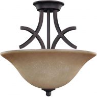 Canarm CANARM LTD RISF250A03 ORB Flamenco 3 Light Semi-Flush Amber Scavo Glass 100W Type A Oil Rubbed Bronze Finish