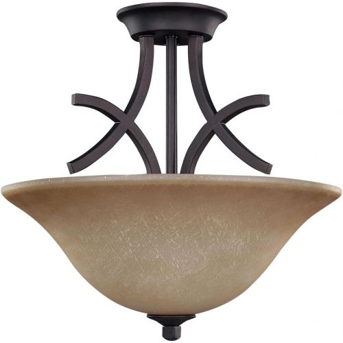  Canarm CANARM LTD RISF250A03 ORB Flamenco 3 Light Semi-Flush Amber Scavo Glass 100W Type A Oil Rubbed Bronze Finish