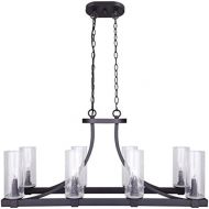 Canarm CANARM ICH633A08ORB Nash 8 Light Chandelier with Seeded Glass, 12.5 x 34 x 16.5, Oil Rubbed Bronze