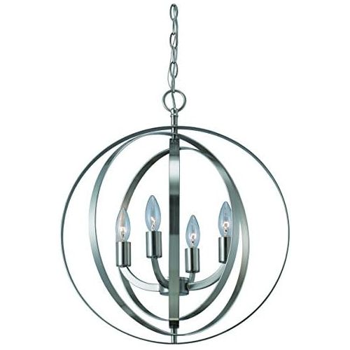  Canarm ICH182B04BN18 Meridian 4-Light Chandelier, Brushed Nickel