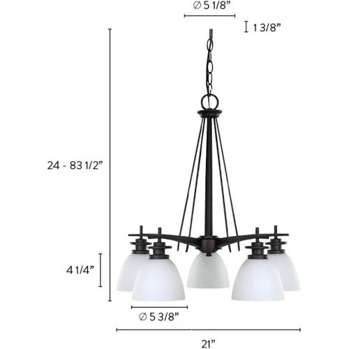  Canarm ICH256A05BPT New Yorker 5-Light Chandelier, Flat Opal Glass and Brushed Pewter