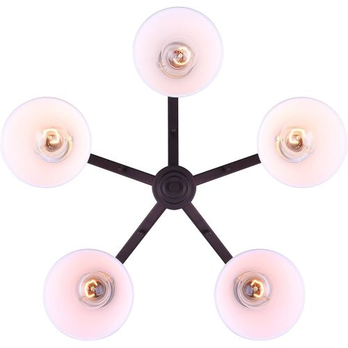  Canarm ICH256A05BPT New Yorker 5-Light Chandelier, Flat Opal Glass and Brushed Pewter