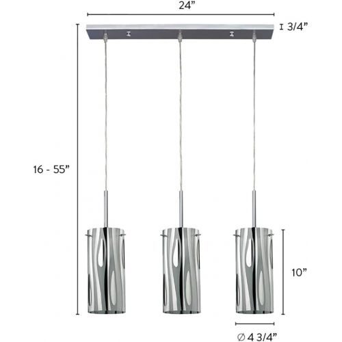  Canarm CANARM LTD. IPL392A03CH Cloe 3 Bulb Pendant Island Light, Chrome