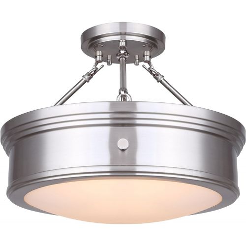  Canarm CANARM ISF624A03BN Boku BN 3 Bulb Semi-Flush Mount with Flat Opal Glass, Brushed Nickel