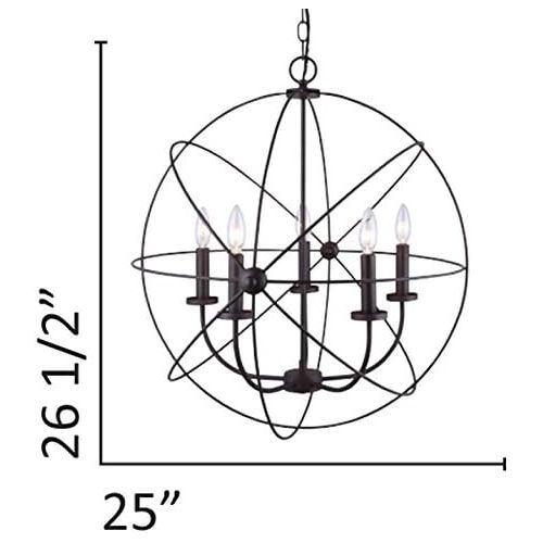  Canarm CANARM ICH282B05CH25 Sumerside 5 Light Chandelier, 25.2 x 25.2 x 11.81, Chrome