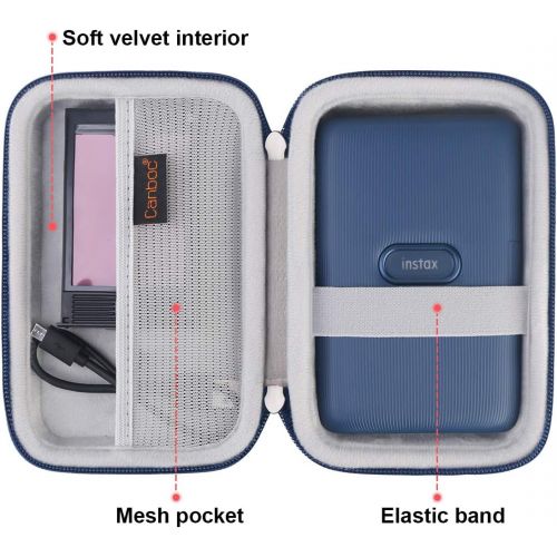  Canboc Hard Carrying Case Replacement for Fujifilm Instax Mini Link Smartphone Printer, INSTAX Share SP-2 Mobile Printer, Mesh Pocket fits Fujifilm Instax Mini Instant Film, Cable,