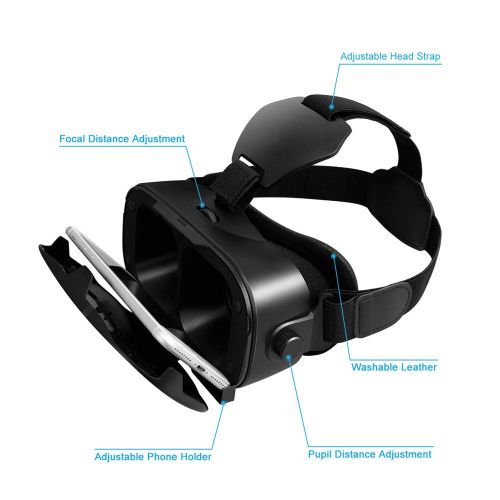  Canbor VR Headset with Remote Controller Virtual Reality Headset VR Goggles for 3D Movies and Games Compatible with 4.0-6.3 Inches for iPhone, Samsung Sony More Smartphones