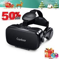 Canbor VR Headset, VR Goggles Virtual Reality Headset 3D Glasses with HD Stereo Headphones for 3D Movies and Games Compatible with 4.7-6.2 Inches Apple iPhone, Samsung HTC More Sma