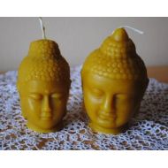 CandlesParadise Beeswax Large & Medium Budda Head Candle - Xmas, Christmas Table Centre Piece, Pure Natural - Beeswax Large and Medium Budda Head Candle