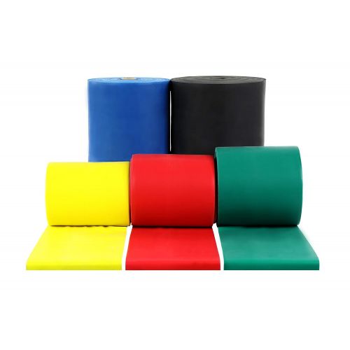  Cando CanDo Low Powder Exercise Band, 50 yard roll, 5 Piece Set (Tan, Yellow, Red, Green, Blue, Black, Silver, Gold)